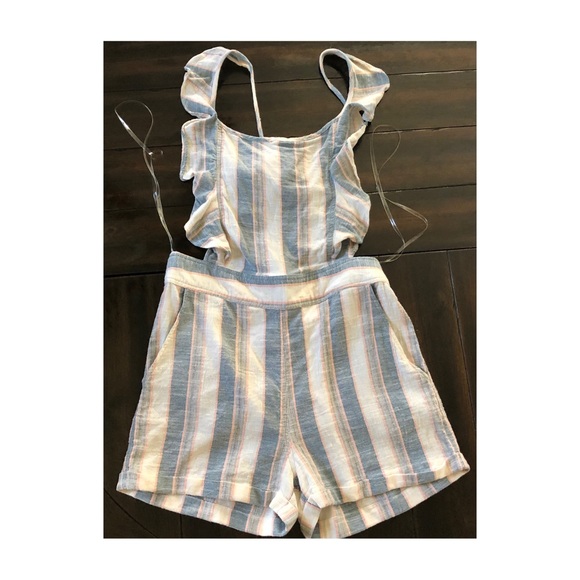 Ivory Striped Sammy Ruffle Romper-L - Picture 5 of 5